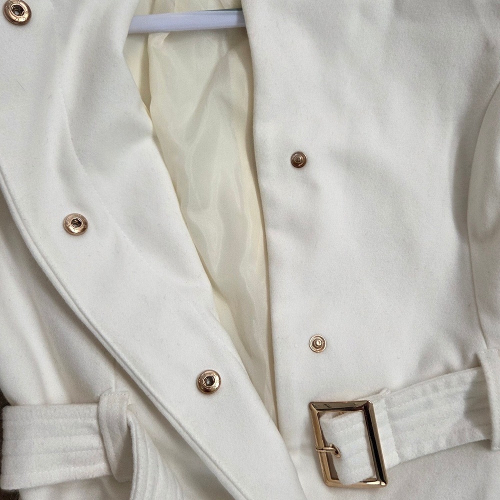 Atmosphere White Funnel Neck Belted Coat Winter Warm‎ Jacket Size 4 - Picture 10 of 15